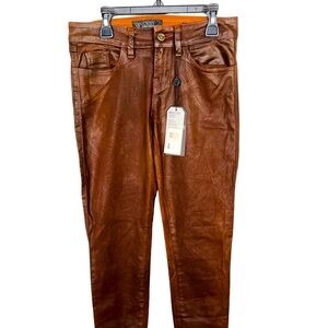Nwt-Guess Women’s Brittney Skinny Pants size 26 Brown Elastane MSRP $$138